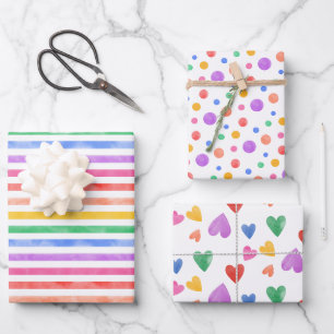 Feuille De Papier Cadeau Aquarelle Rainbow motif anniversaire