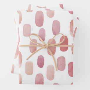 Feuille De Papier Cadeau Aquarelle rose brosse trait. Motif mignon