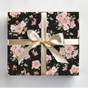 Feuille De Papier Cadeau Aquarelle Rose Fleurs Motif Floral