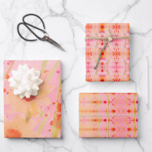 Feuille De Papier Cadeau Aquarelle rose Floral Designer