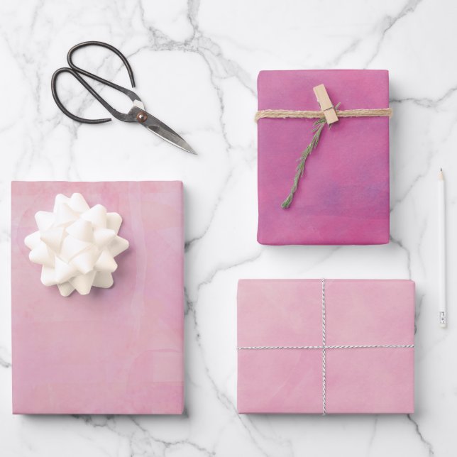 Feuille De Papier Cadeau Aquarelle rose panachée  (Recto)