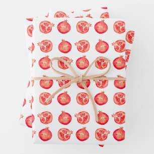 Feuille De Papier Cadeau Aquarelle rouge illustrée à la main