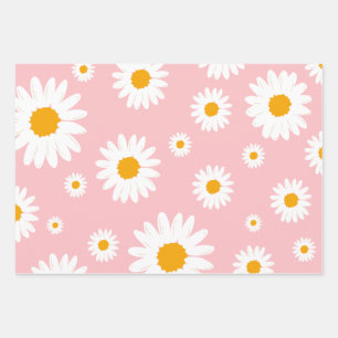 Feuille De Papier Cadeau Aquarelle Tournesol rose Peach Jaune Motif