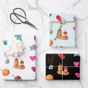 Feuille De Papier Cadeau Aquarelle Tricot Fil et accessoires