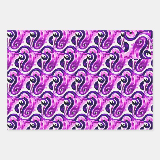 Feuille De Papier Cadeau Aquarelle violette (Devant 3)
