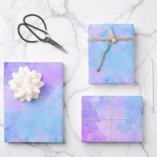 Feuille De Papier Cadeau Aquarelle violette et turquoise