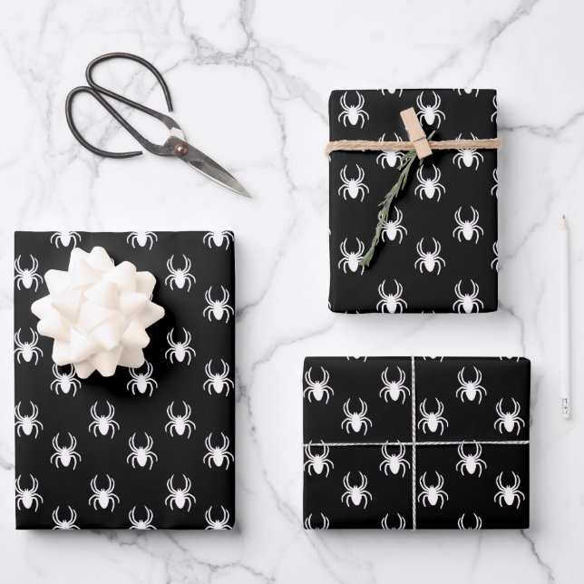 Feuille De Papier Cadeau Araignée noire mignonne d'Halloween (Recto)