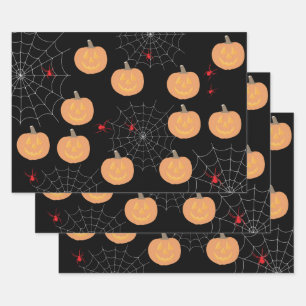Feuille De Papier Cadeau Araignées Citrouilles d'Halloween