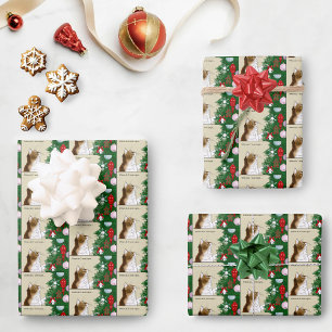 Feuille De Papier Cadeau Arbre de Noël Calico Cat Ornements Drôle
