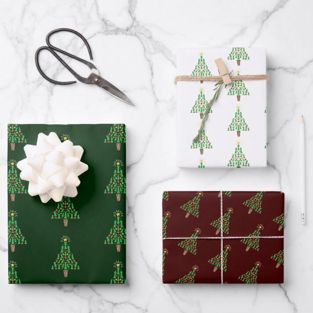 Feuille De Papier Cadeau Arbre de Noël de la pièce d'échecs (Recto)