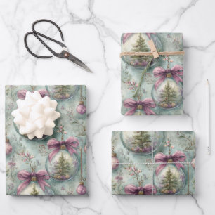 Feuille De Papier Cadeau Arbre de Noël Élégant & Cadeau Aquarelle de Noël