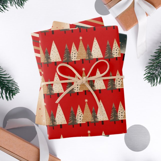 Feuille De Papier Cadeau Arbre de Noël Festive Stripe (Créateur téléchargé)