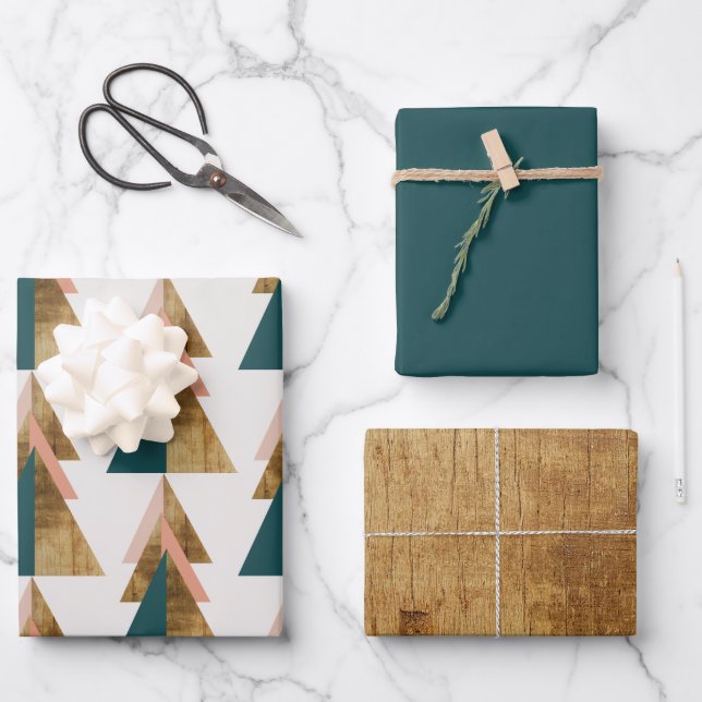 Feuille De Papier Cadeau Arbre de Noël minimal (Recto)