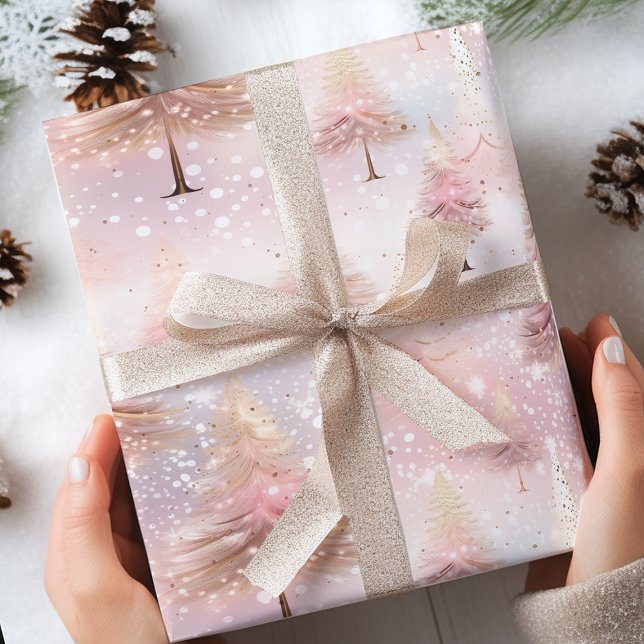 Feuille De Papier Cadeau Arbre de Noël Pink Pastel (Créateur téléchargé)