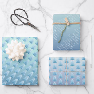 Feuille De Papier Cadeau Arbre nordique en argent bleu