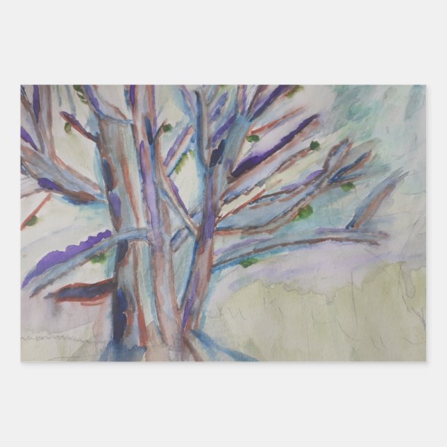 Feuille De Papier Cadeau Arbres Abstraits (Devant)