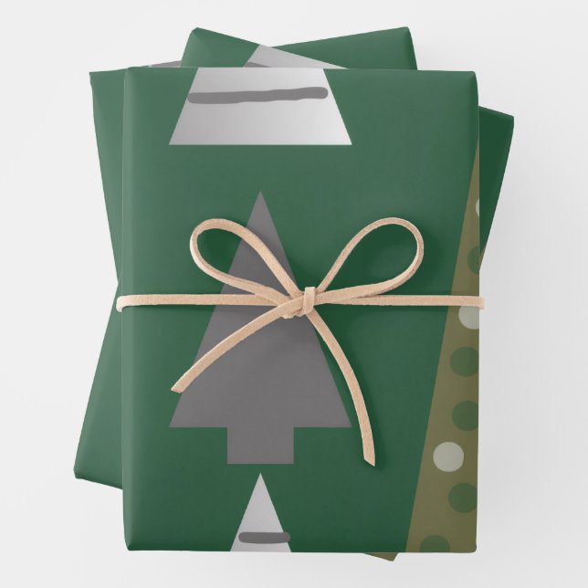 Feuille De Papier Cadeau Arbres de Noël (En situation)