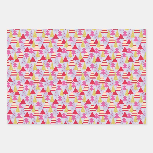 Feuille De Papier Cadeau Arbres de Noël (Devant)