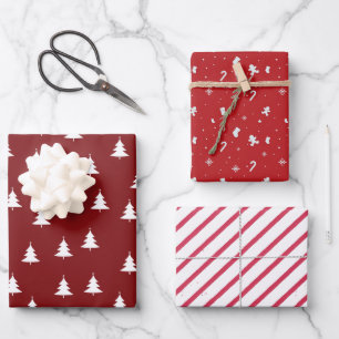 Feuille De Papier Cadeau Arbres de Noël Abstraits Motif scandinave