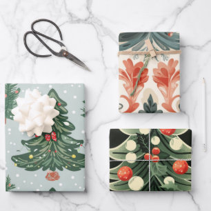 Feuille De Papier Cadeau Arbres de Noël motif