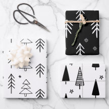 Arbres de Noël noirs et blancs modernes Stars