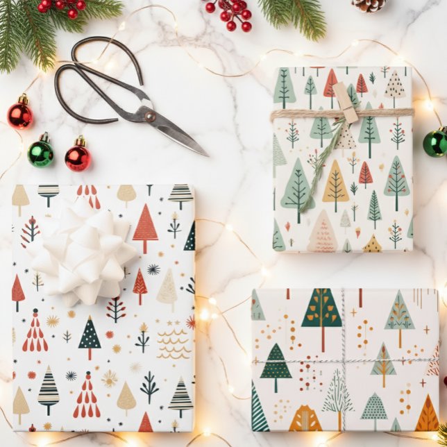 Feuille De Papier Cadeau Arbres de Noël scandinaves Nordic (Créateur téléchargé)