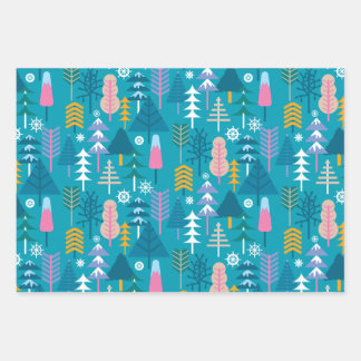 Feuille De Papier Cadeau Arbres d'hiver