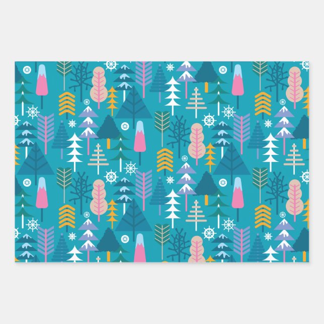 Feuille De Papier Cadeau Arbres d'hiver (Devant)