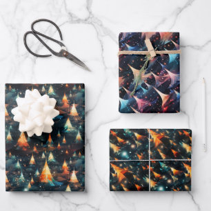 Feuille De Papier Cadeau Arbres modernes Abstraits : Conception audacieuse 