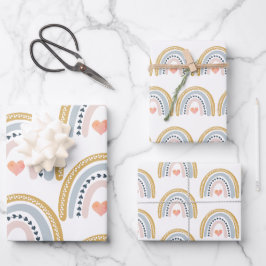 Feuille De Papier Cadeau Arc arc-en-ciel Boho Watercolor