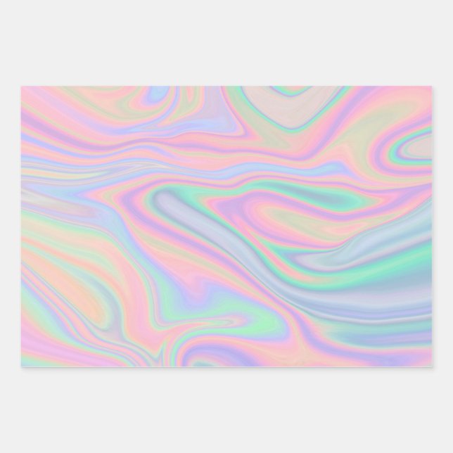 Feuille De Papier Cadeau Arc-en-ciel Abstrait coloré liquide  (Devant)