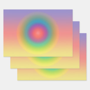 Feuille De Papier Cadeau Arc-en-ciel coloré Espace cercle concentré