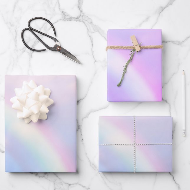 Feuille De Papier Cadeau Arc en ciel d'espoir - pastel, (Recto)