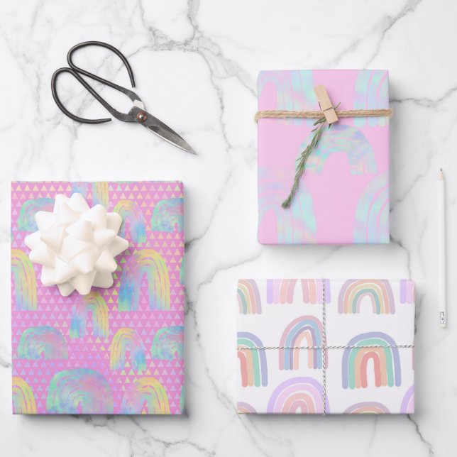 Feuille De Papier Cadeau Arcs-en-ciel (Recto)