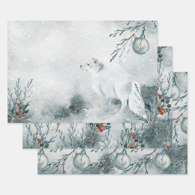 Feuille De Papier Cadeau Arctic Fox Winterland (Lot)