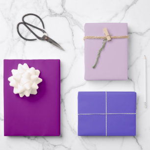Feuille De Papier Cadeau Ardoise à chardon uni lisse couleur violet 3 tons