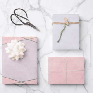 Feuille De Papier Cadeau Argent rose Rose géométrique tendance