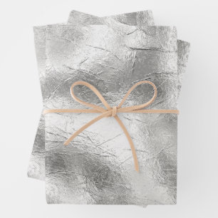 Feuille De Papier Cadeau Argent texture métallique rustique brillant élégan