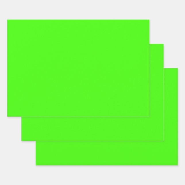 Feuille De Papier Cadeau Arlequin Neon Vert Couleur Solide (Lot)