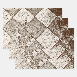 Feuille De Papier Cadeau Arlequin vintage Inspiré Vieux Sépia Texture