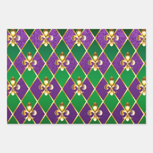 Feuille De Papier Cadeau Arrière - plan de bijoux Mardi Gras (Devant)