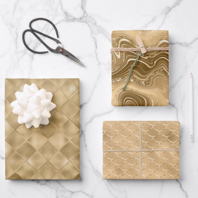 Feuille De Papier Cadeau Arrière - plan Gold Glam (Recto)