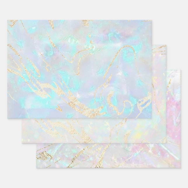 Feuille De Papier Cadeau arrière - plan inspiré par opal gemstone (Lot)