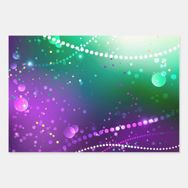 Feuille De Papier Cadeau Arrière - plan mardi Gras Festive violet (Devant)