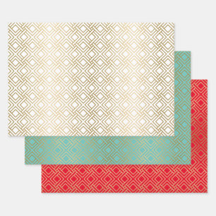 Feuille De Papier Cadeau Arrière - plan personnalisé du motif géométrique o