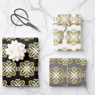 Feuille De Papier Cadeau Arrière - plan personnalisé Gold White Design