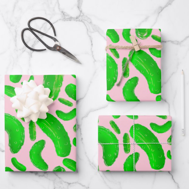 Feuille De Papier Cadeau Arrière - plan rose des sachets verts (Recto)