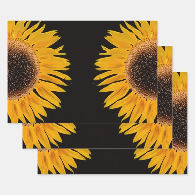 Feuille De Papier Cadeau Arrière - plan symétrique jaune tournesol (Lot)