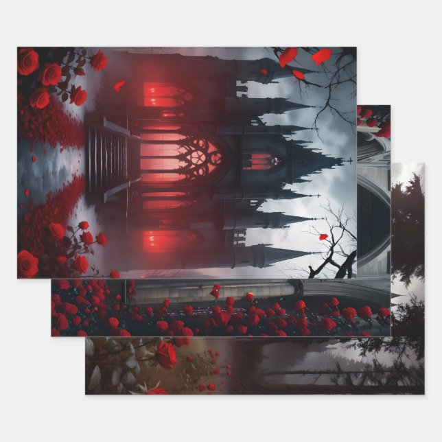 Feuille De Papier Cadeau Arrière - plan Vampire Halloween (Lot)