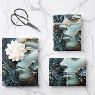 Feuille De Papier Cadeau Art 3D de la femme Lune